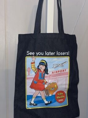 See You Later Losers! Graphic Tote Bag - Black